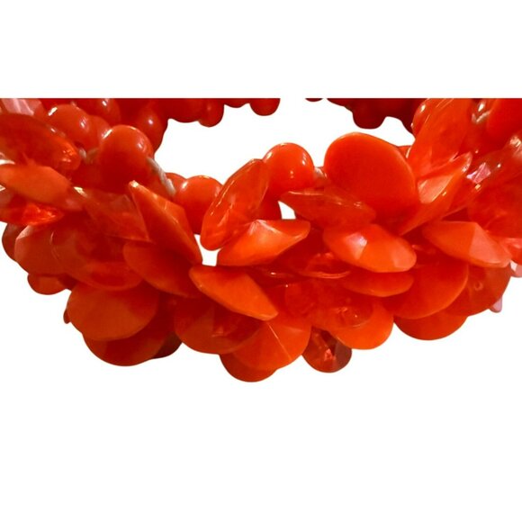 Chunky Stretch Bracelet With Orange Acrylic Beads Beautiful Vintage - Picture 3 of 4